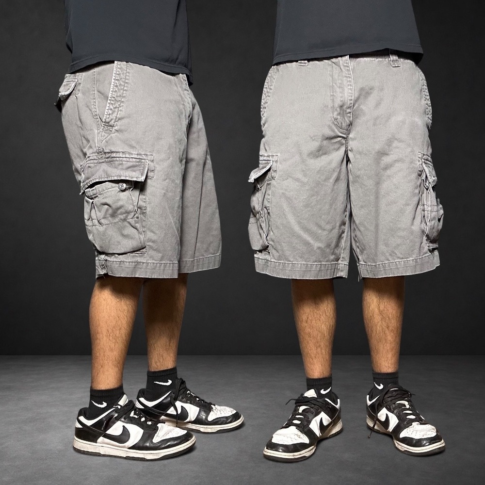 Urban Pipeline Grey Cargo Shorts Skater Baggy Y2K Retro Goth Size 34